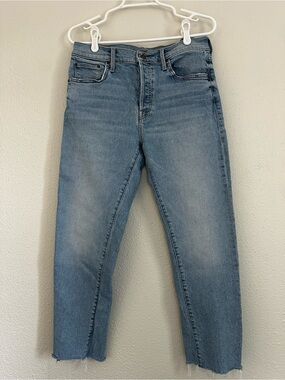 MOTHER Light Blue Cropped Straight-Leg Jeans “The Scrapper”